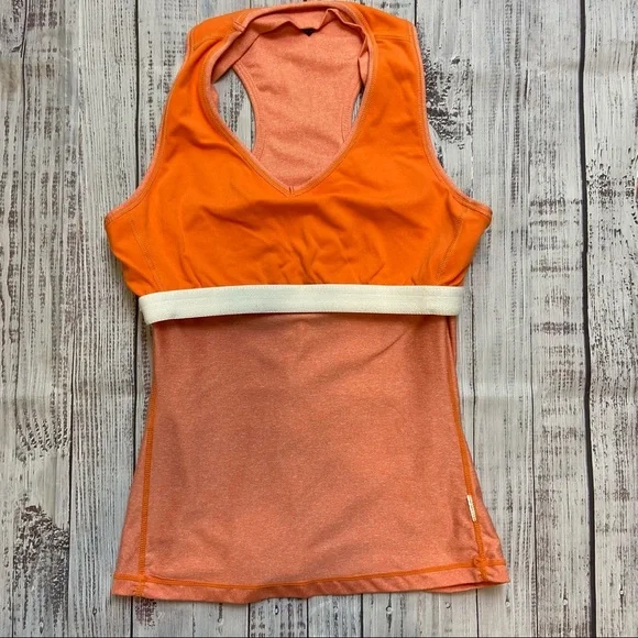 PrAna V Neck Orange Racerback Tank Top. Size Small - Picture 6 of 8